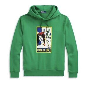 New Polo Ralph Lauren Fleece Ski Graphic Small Green Hoodie $168 msrp NWT